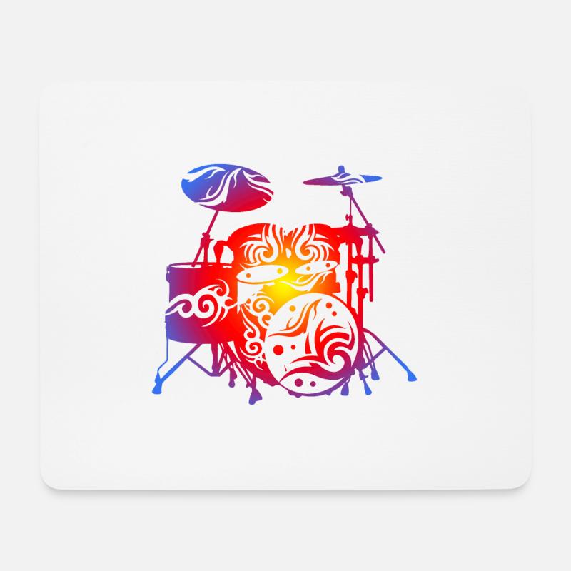 Tribal Tattoo Schlagzeug Drum Kit Drummer Geschenk - Mousepad (Querformat) - Weiß