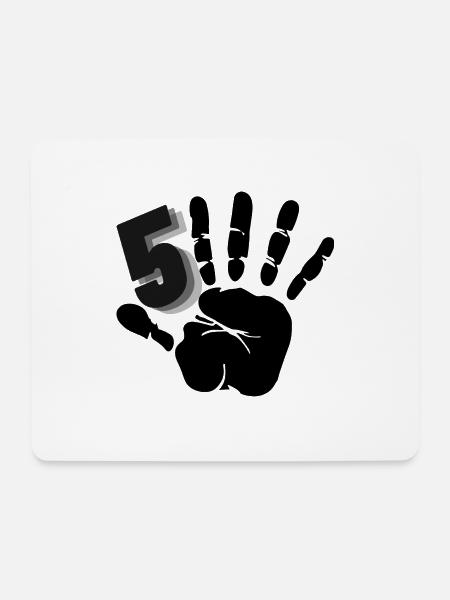 Hand Nummer 5 - Mousepad (Querformat) - Weiß