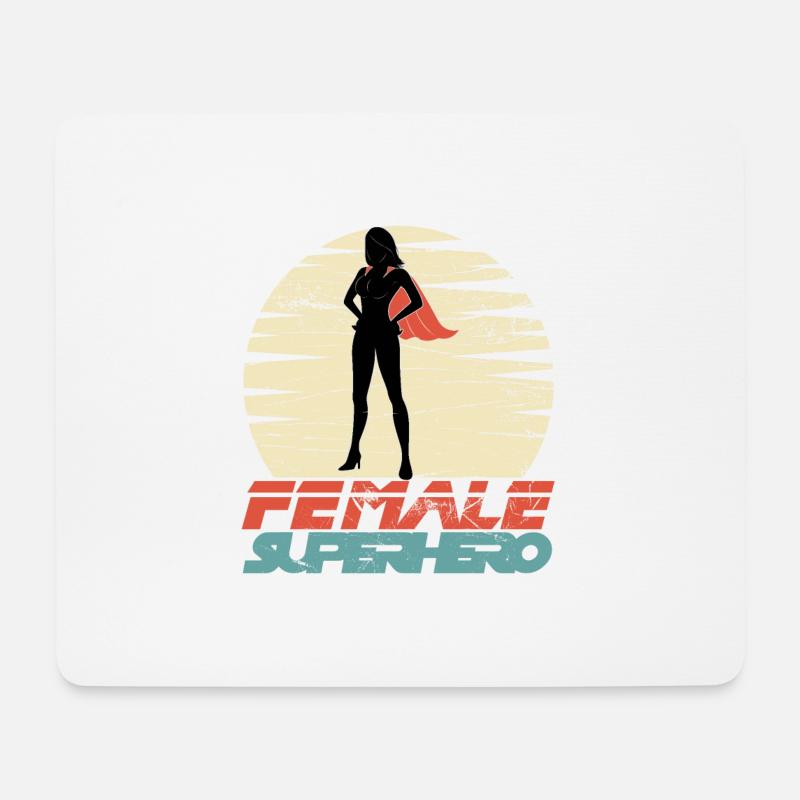 Mädchenpower Heldin Feminist Supermama Trickfilm - Mousepad (Querformat) - Weiß