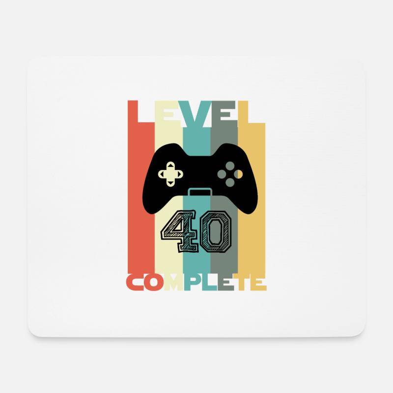 40. Geburtstag Retro Gamer Level 40 abgeschlossen - Mousepad (Querformat) - Weiß