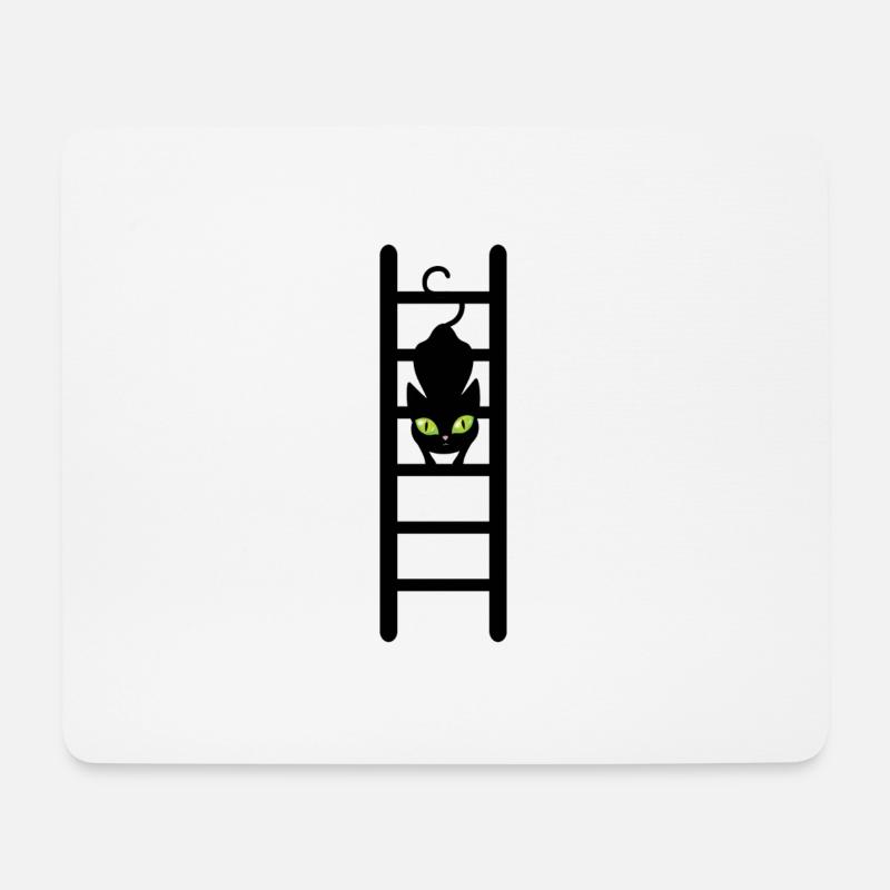 Katze auf seiner Leiter - Mousepad (Querformat) - Weiß