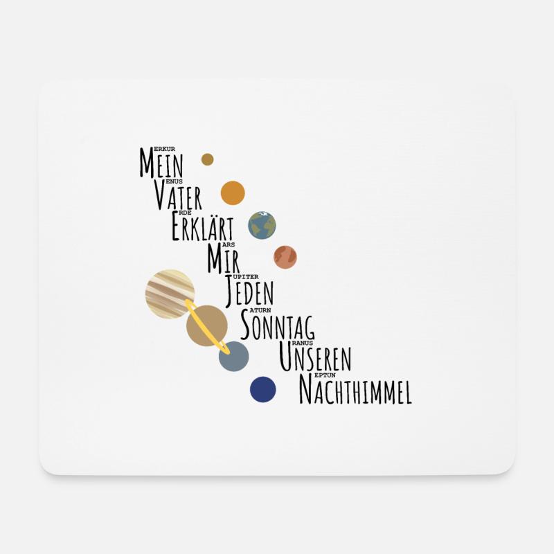 Sonnensystem Merksatz - Planeten - Weltraum - Mousepad (Querformat) - Weiß