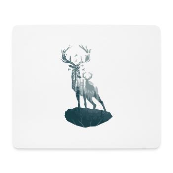 Hirsch Reh Silhouette Tierdesign - Mousepad (Querformat) - Weiß - Vorne