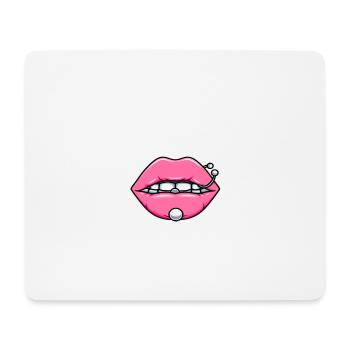 Masque avec masque pour les lèvres et les piercings - Tapis de souris (format paysage) - blanc - Devant