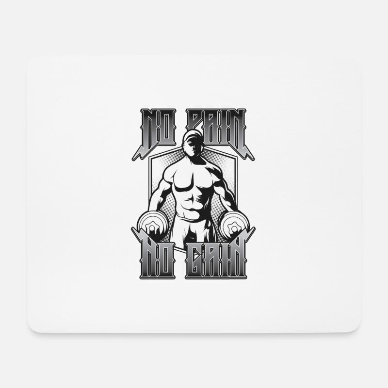 Gym No Pain No Gain - Mousepad (Querformat) - Weiß