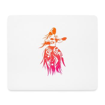 Polynesian girl plays ukulele tribal tattoo - Mouse Pad (horizontal) - white - Front