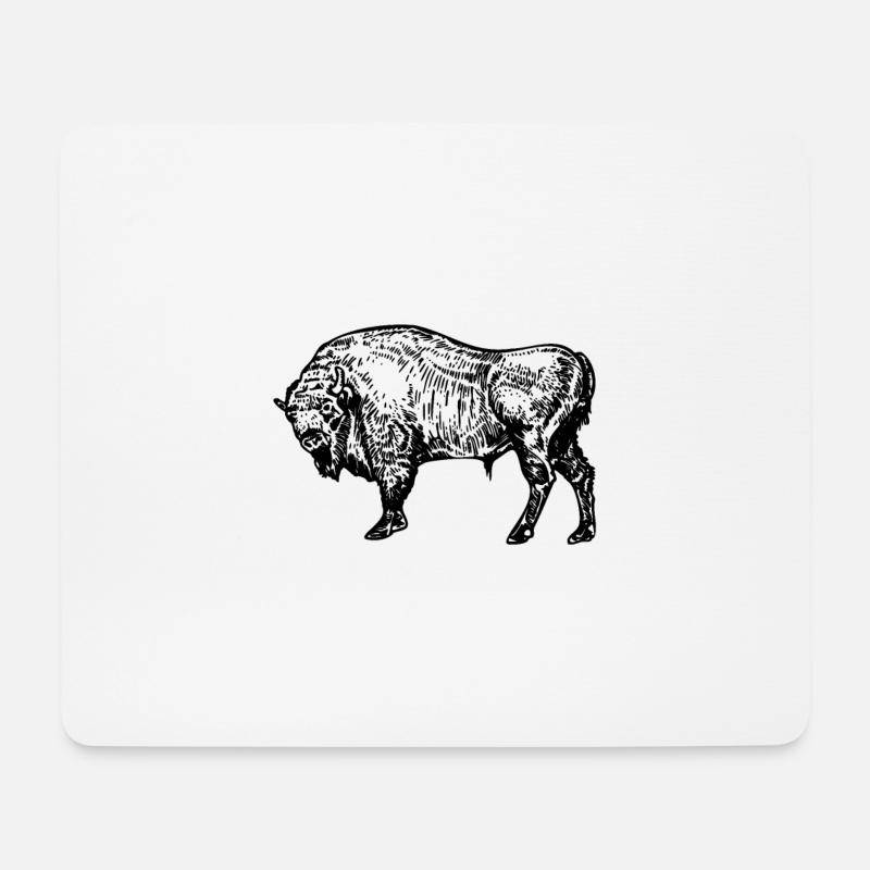 Büffel - Mousepad (Querformat) - Weiß