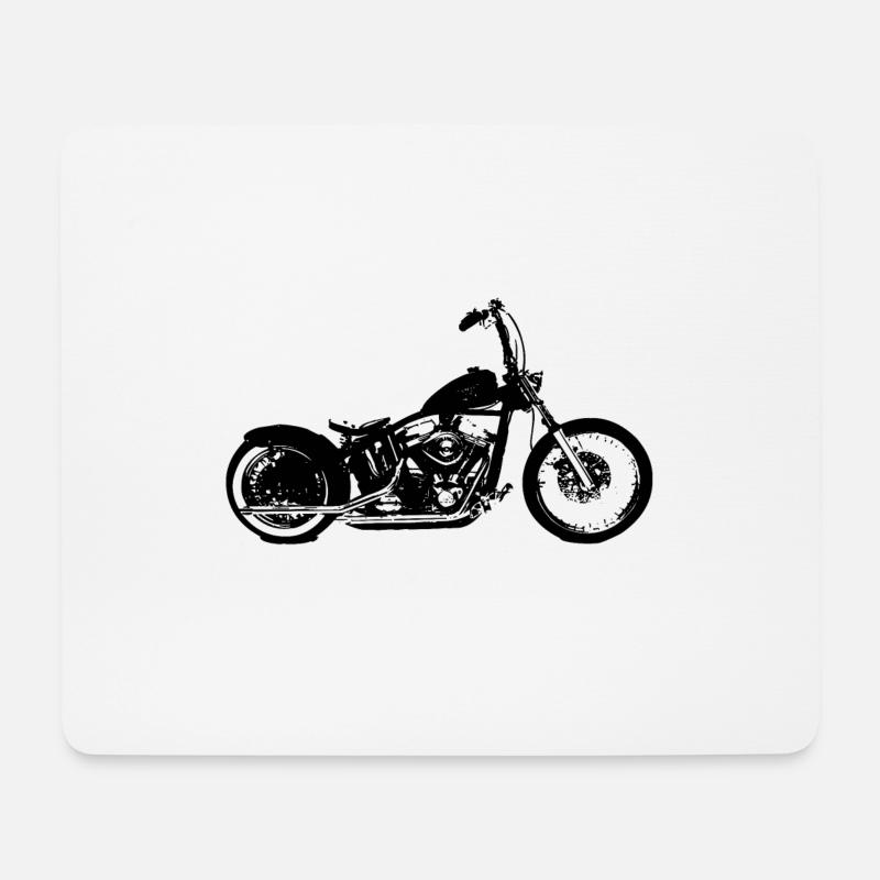 Motorrad Chopper - Mousepad (Querformat) - Weiß