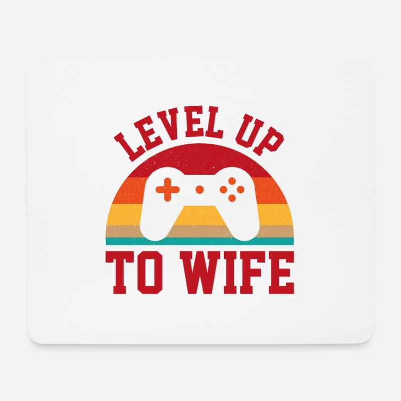 Level up to wife We decided on forever Braut - Mousepad (Querformat) - Weiß