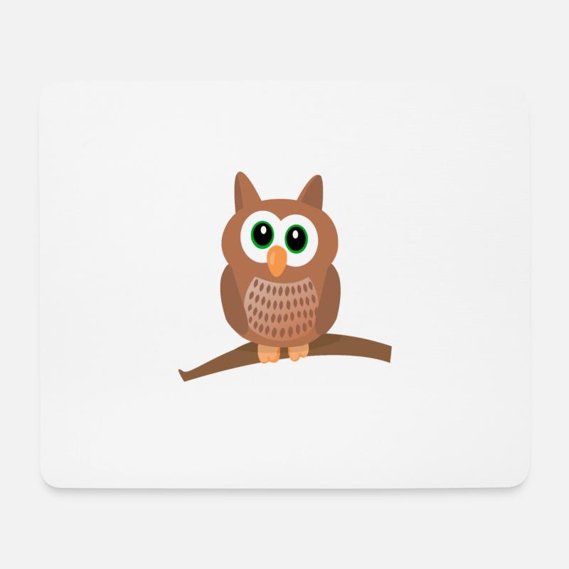 Eule Uhu süß - Mousepad (Querformat) - Weiß