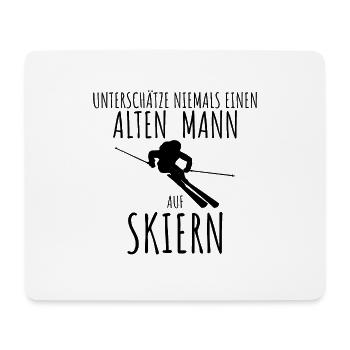 Unterschätze niemals einen alten Mann auf Skiern - Mousepad (Querformat) - Weiß - Vorne