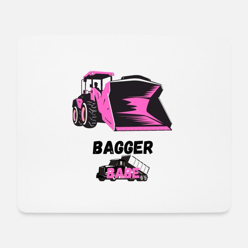 Bagger Babe - Mousepad (Querformat) - Weiß