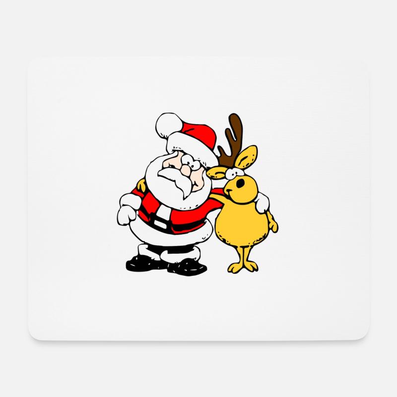 Père Noël et rennes - Tapis de souris (format paysage) - blanc