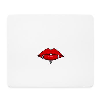 Lips with piercings lip piercing mask - Mouse Pad (horizontal) - white - Front