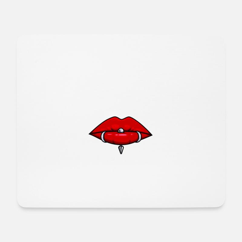 Lippen mit Piercings Lippenpiercing Maske - Mousepad (Querformat) - Weiß