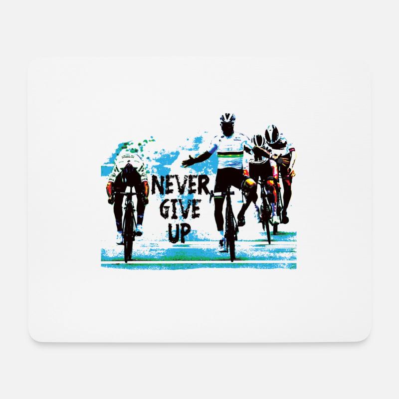 Gib niemals auf - Radfahren - Mousepad (Querformat) - Weiß