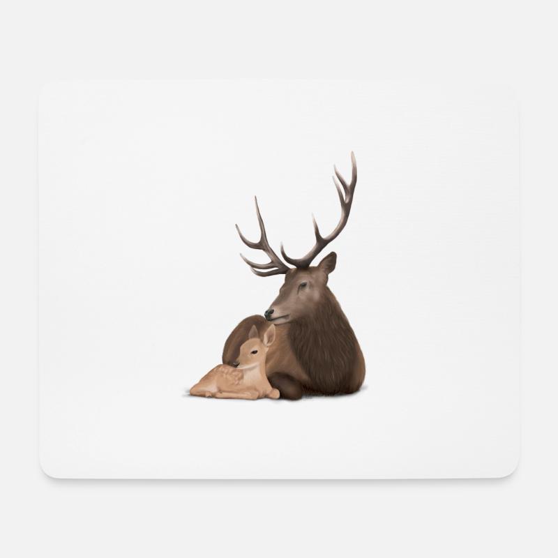 Papa Hirsch und sein Kitz - Mousepad (Querformat) - Weiß