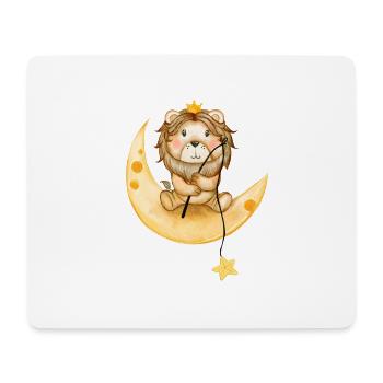 Lion sur la lune - Tapis de souris (format paysage) - blanc - Devant