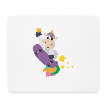 Einhorn Skateboarden Magie Sterne Kindergeschenk - Mousepad (Querformat) - Weiß - Vorne