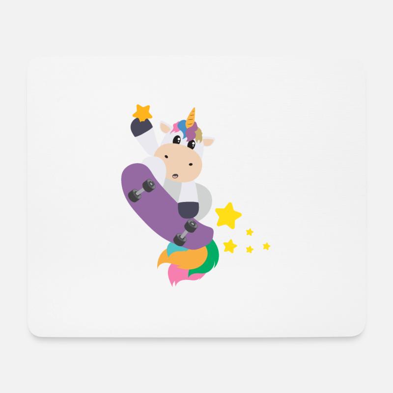 Einhorn Skateboarden Magie Sterne Kindergeschenk - Mousepad (Querformat) - Weiß