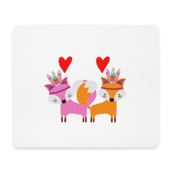 Amour de renard, couple, relation - Tapis de souris (format paysage) - blanc - Devant
