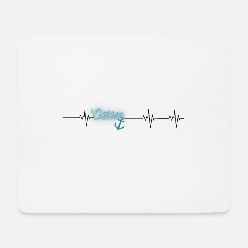 Herzschlag Ostsee/Anker - Mousepad (Querformat) - Weiß