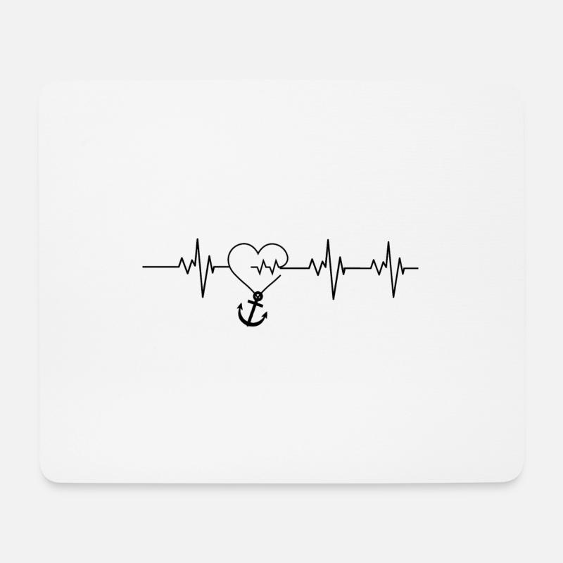 Herzschlag - Anker/Herz - Mousepad (Querformat) - Weiß