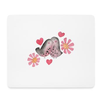 Liebesvogel-Muster - Mousepad (Querformat) - Weiß - Vorne