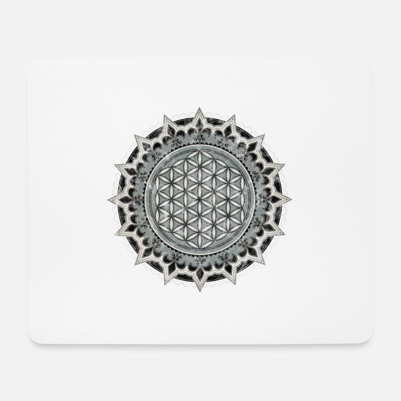 Blume des Lebens, Yoga, Heilige Geometrie, vintage - Mousepad (Querformat) - Weiß