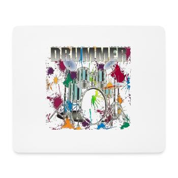 Drummer Art Design Silver Text - Mousepad (Querformat) - Weiß - Vorne