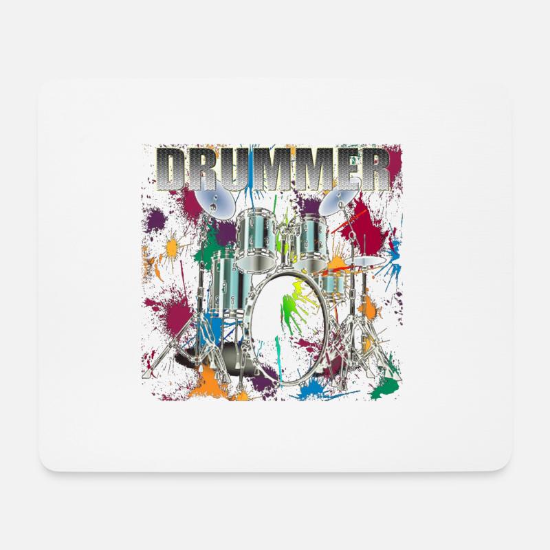 Drummer Art Design Silver Text - Mousepad (Querformat) - Weiß