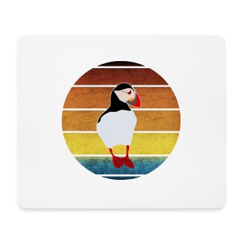 Papageientaucher, Puffin, Sonnenuntergang, vintage - Mousepad (Querformat) - Weiß - Vorne