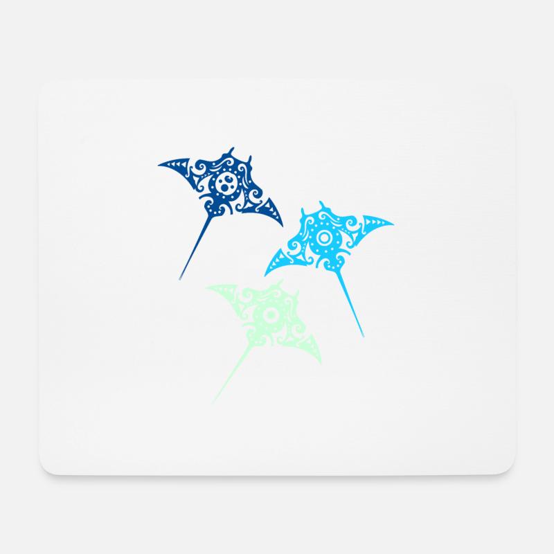 Maori Manta Stingray Group Tribal Tattoo - Mouse Pad (horizontal) - white