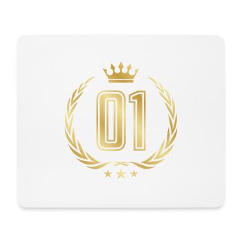 01 zahl kranz gold - Mousepad (Querformat) - Weiß - Vorne