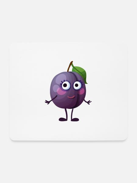 Süße Pflaume Smile - Mousepad (Querformat) - Weiß