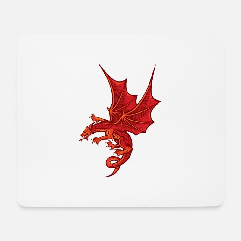 Beeindruckender roter Drache - Mousepad (Querformat) - Weiß