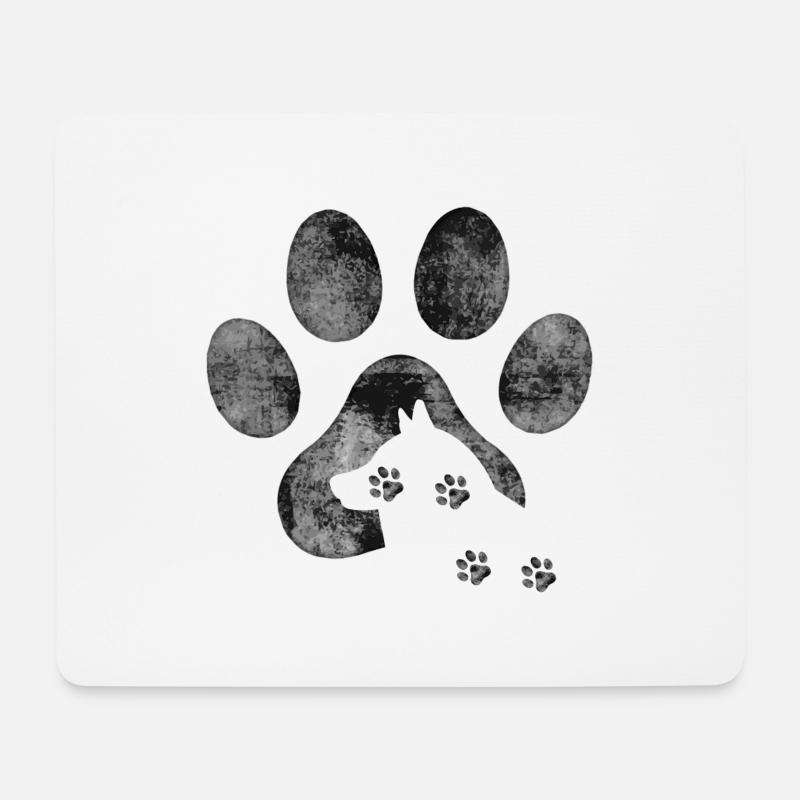 graue Malamute Pfote - Mousepad (Querformat) - Weiß