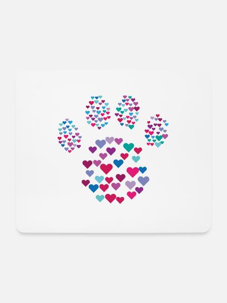 Tatzen-Druck-Herz-Geschenk-Idee Hund Liebhaber Paw - Mousepad (Querformat) - Weiß