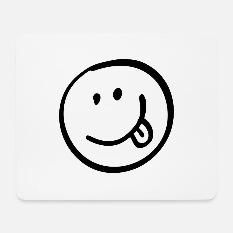 Smile mit Zunge Geschenk Geschenkidee - Mousepad (Querformat) - Weiß
