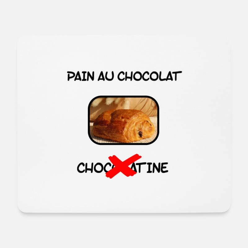 Pain au chocolat/chocolatine - Tapis de souris (format paysage) - blanc