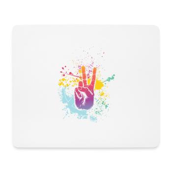 Colorful Peace Peace Victory Hand Hand Sign - Mouse Pad (horizontal) - white - Front