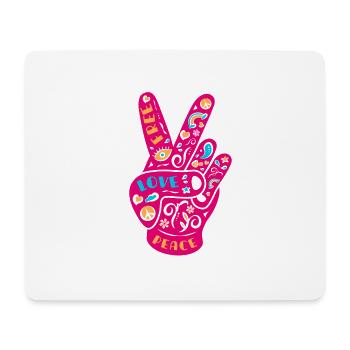 Peace Love Harmony Victory Handzeichen Frieden - Mousepad (Querformat) - Weiß - Vorne