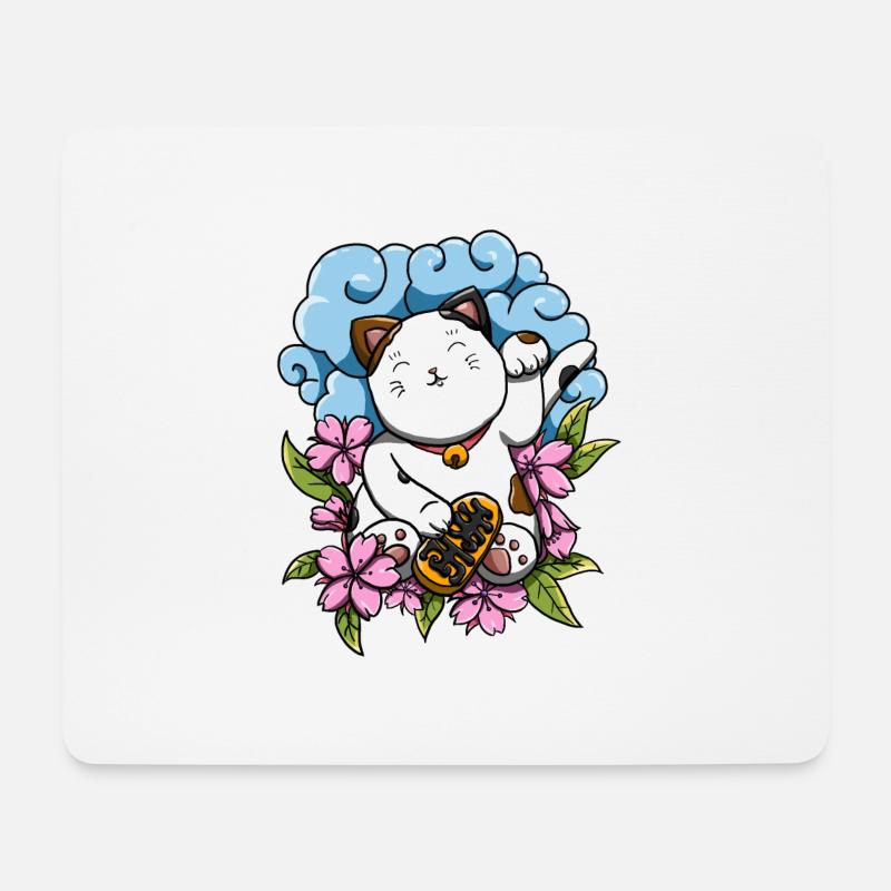 Maneki Neko! - Tapis de souris (format paysage) - blanc