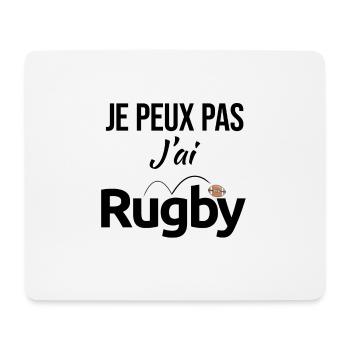 RUGBY Je peux pas j'ai... sport humour - Tapis de souris (format paysage) - blanc - Devant