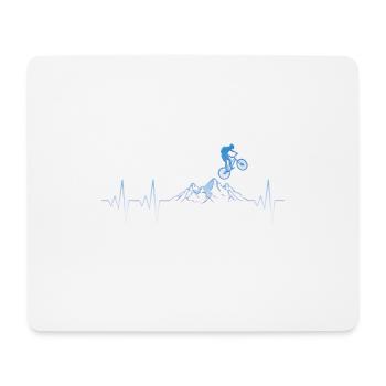 Mountainbike und Berge Herzschlag - Mousepad (Querformat) - Weiß - Vorne