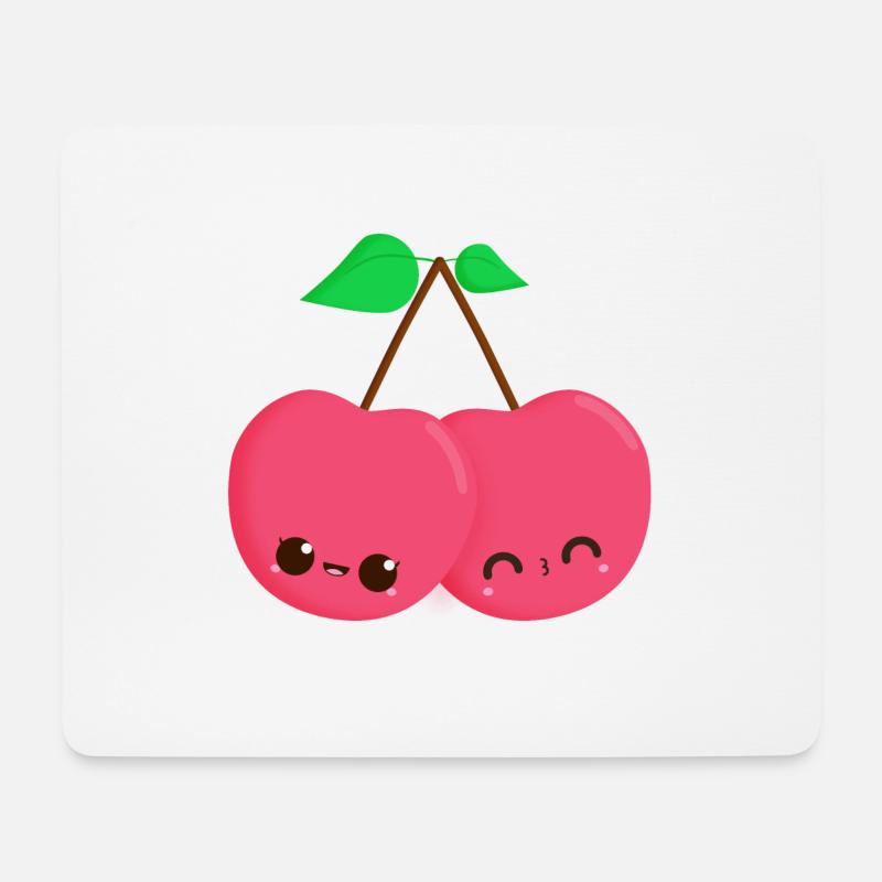 Kawaii Kirschen Pärchen - Mousepad (Querformat) - Weiß