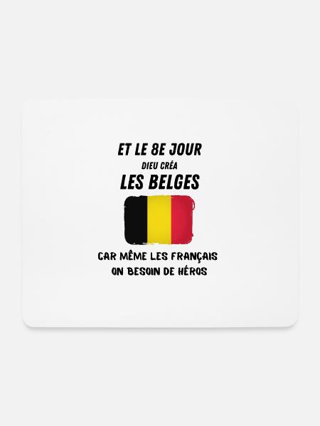 Dieu créa les belges cadeau humour - Tapis de souris (format paysage) - blanc