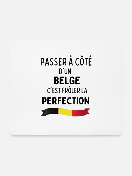 Belge Parfait Cadeau Humour - Tapis de souris (format paysage) - blanc