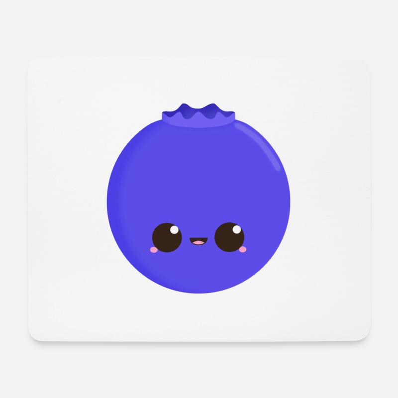 Kawaii Blaubeere - Mousepad (Querformat) - Weiß