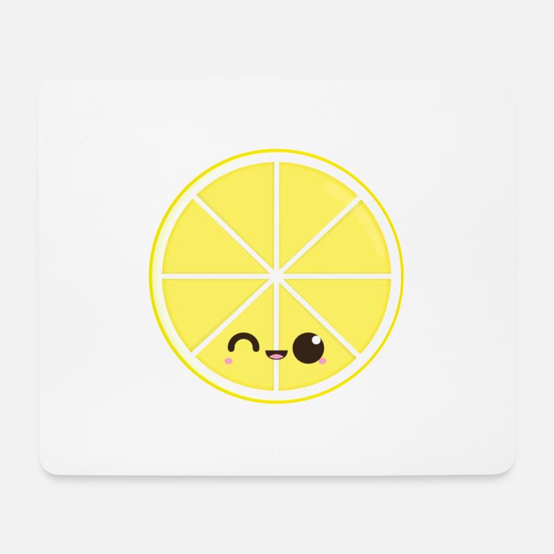 Kawaii Zitronenscheibe - Mousepad (Querformat) - Weiß